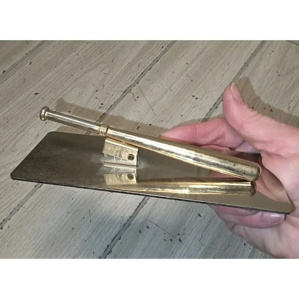 Vintage Baseball Paper Holder 1970s Brass Clip Board Document Novelty Office